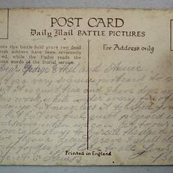 Postcard - Private Albert Edward Kemp to his Family, 'The Burial of Two British Soldiers on the Battlefield', 1917