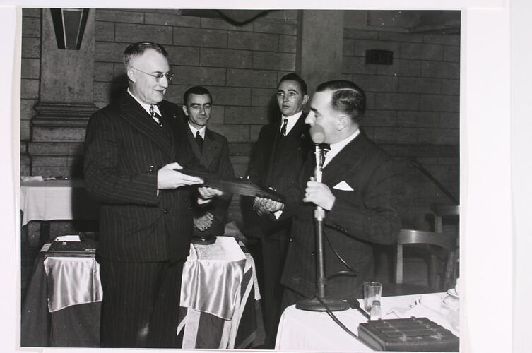 Photograph - Dinner for Returned World War II Personnel, Plaque Presentation to Man, Kodak, Sydney, 1946-1947