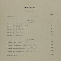 Contents page of book.