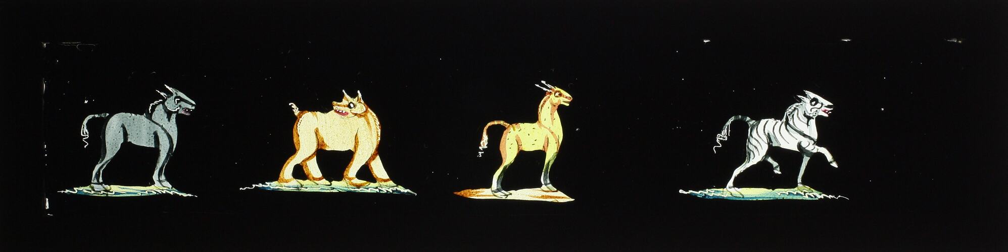 Lantern Slide - Four Four-Legged Animals, 1820-1860