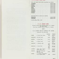 Booklet - P&O Orient Lines Passenger Fares, 1964