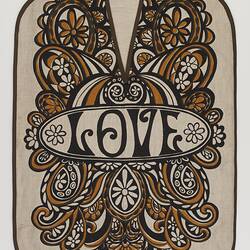 Linen Bag - John Rodriquez, 'Love', Psychedelic Design, circa 1968-1973