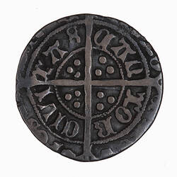 Coin, round, long cross pattee which divides legend, three pellets in each angle; text around.