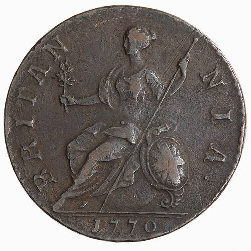 Coin - Halfpenny, George III, Great Britain, 1770 (Reverse)