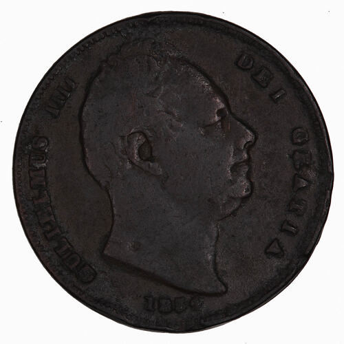 Coin - Farthing, William IV, Great Britain, 1834 (Obverse)