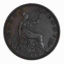 Coin - Halfpenny, Queen Victoria, Great Britain, 1885 (Reverse)