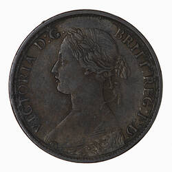 Coin - Farthing, Queen Victoria, Great Britain, 1863 (Obverse)