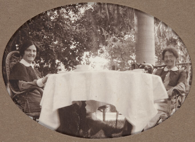 Digital Image - World War I, Two Women Seated at a Table, Egypt, 1915-1917