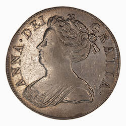 Coin - Crown 5 Shillings, Queen Anne, Great Britain, 1713 (Obverse)