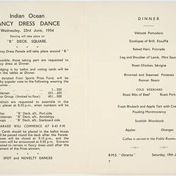 Menu - RMS Otranto, Orient Line, Dinner, The Royal Scepter, 19 Jun 1954
