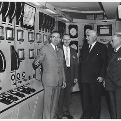 Photograph - Kodak Australasia Pty Ltd, Prime Minister Robert Menzies, Dr Albert Chapman, Henry Foote & Stuart Sanderson at the Official Opening of the Kodak Factory, Coburg, 1961