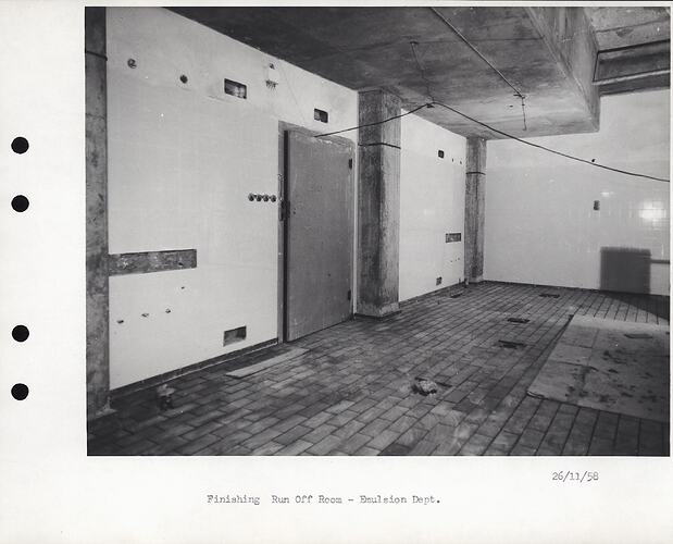 Photograph - Kodak Australasia Pty Ltd, Finishing Run Off Room, Building 2 Emulsion Making, Kodak Factory, Coburg, 1958