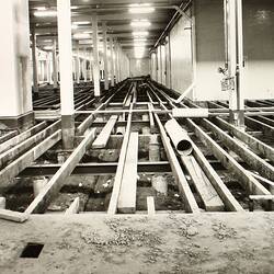 Photograph - Programme '84, Timber Floor Replacement in the Great Hall, Royal Exhibition Building, 29 Aug 1984
