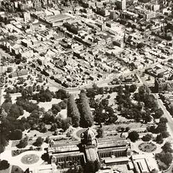 Photograph - Aerial View of the Exhibition Building from North, Melbourne, circa 1948