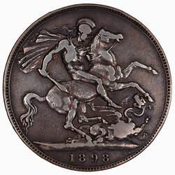 Coin - Crown, Queen Victoria, Great Britain, 1898 (Reverse)