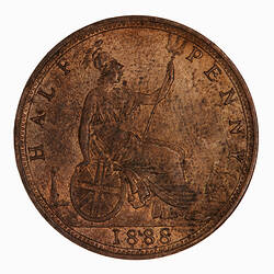 Coin - Halfpenny, Queen Victoria, Great Britain, 1888 (Reverse)