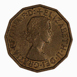 Coin - Threepence, Elizabeth II, Great Britain, 1960 (Obverse)
