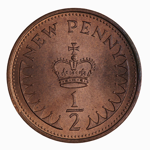 Coin - 1/2 New Penny, Elizabeth II, Great Britain, 1971 (Reverse)