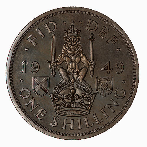 Proof Coin - Shilling, George VI, Great Britain, 1949 (Reverse)