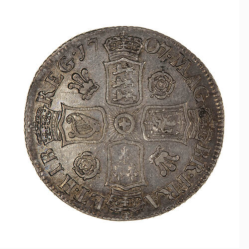 Coin - 1 Shilling, Queen Anne, England, Great Britain, 1707 (Reverse)