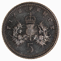 Coin - 5 Pence, Elizabeth II, Great Britain, 1990 (Reverse)