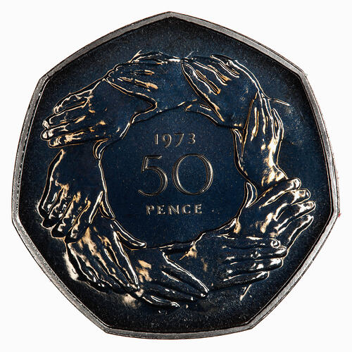 Proof Coin - 50 Pence, Great Britain, 1973 (Reverse)