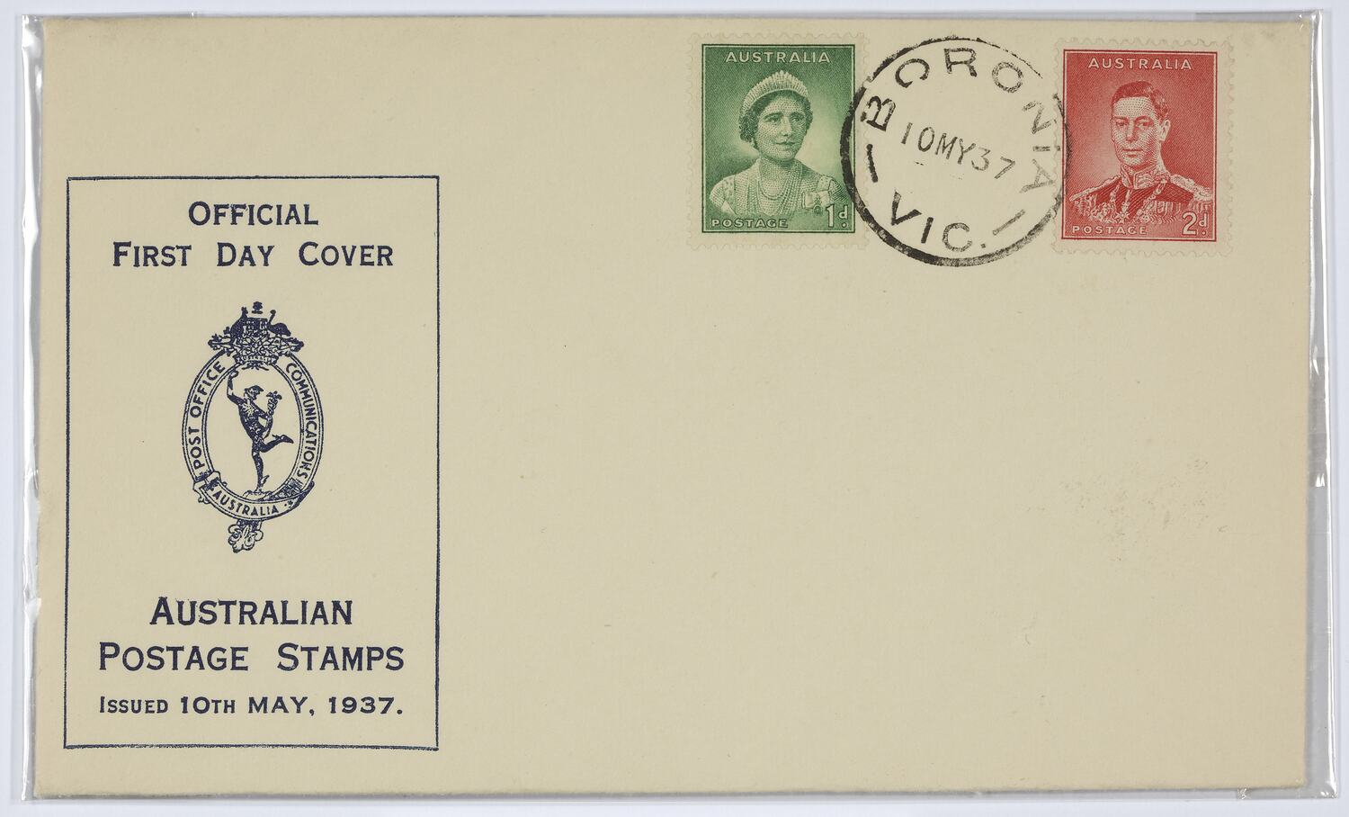 First Day Cover Australian Postage Stamps, 1 Penny & 2 Pence