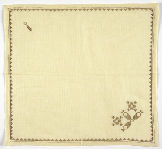 Napkin - Kariatilei Work, Gold Embroidery, circa 1960s