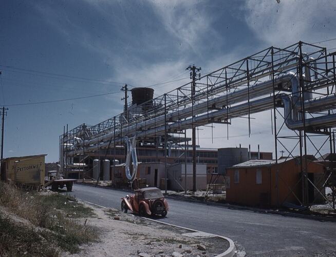 Slide - Kodak Australasia Pty Ltd, View of Construction of Gantry System & Power House Building 11, Kodak Factory, Coburg, 1958