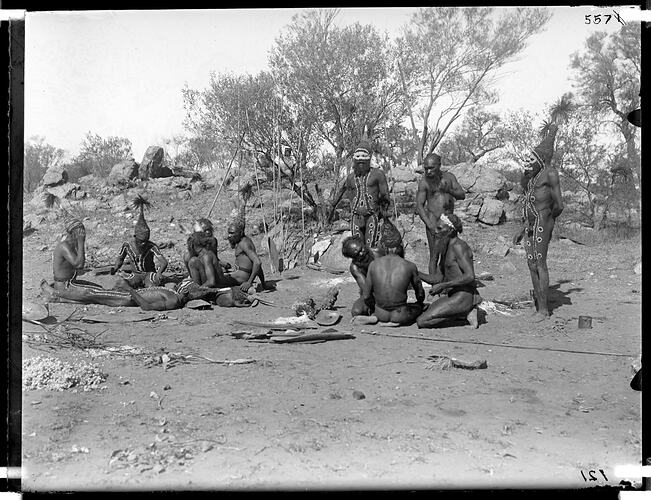 Arrernte men preparing for ceremony, Alice Springs, Central Australia, 1901.