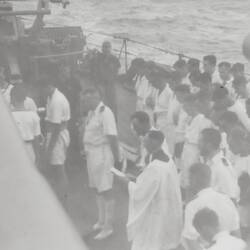 Negative - Dusk Funeral Service on HMAS Hobart, Indonesia, World War II, 1941-1942