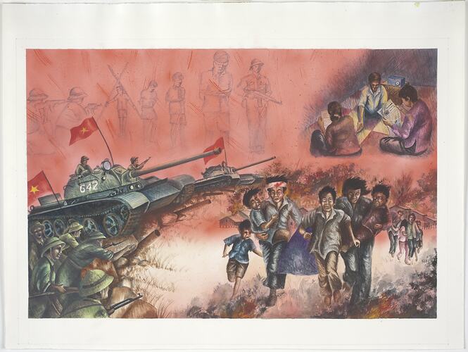 Artwork - War in Vietnam, Thomas Le, Ink Wash Drawing, 1998