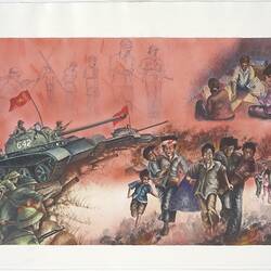 Artwork - War in Vietnam, Thomas Le, Ink Wash Drawing, 1998