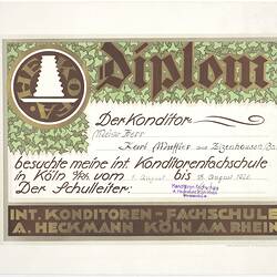 Qualifications Certificate - Karl Muffler, 1926