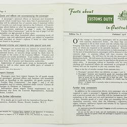 Booklet - Facts About Customs Duty in Australia, 1957