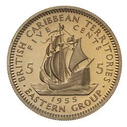 Proof Coin - 5 Cents, British Caribbean Territories, 1955