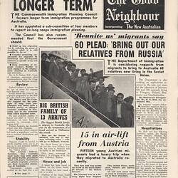 Newsletter - The Good Neighbour, Department of Immigration, No 31, Jul 1956