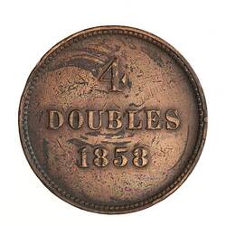 Coin - 4 Doubles, Guernsey, Channel Islands, 1858