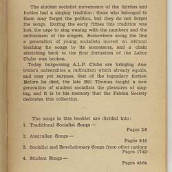 Booklet - Socialist Songs, Victorian Fabian Society, circa 1963