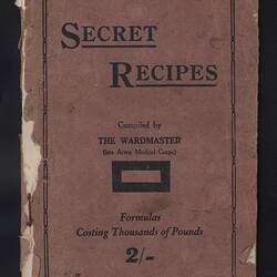 Cover of booklet with black printing.
