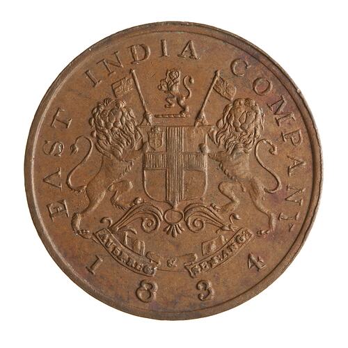 Coin - 1/2 Anna, Bombay Presidency, India, 1834