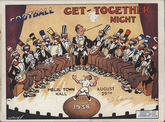 Program - 'Football Get-Together Night', Melbourne Town Hall, 29 Aug 1938