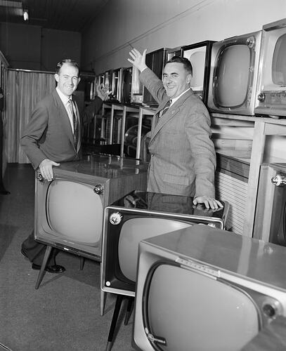 Two Men with Television Display, South Yarra, Victoria, 1958