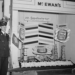 British Paints, Man Next to McEwan's Hardware Window Display, Victoria, Nov 1954