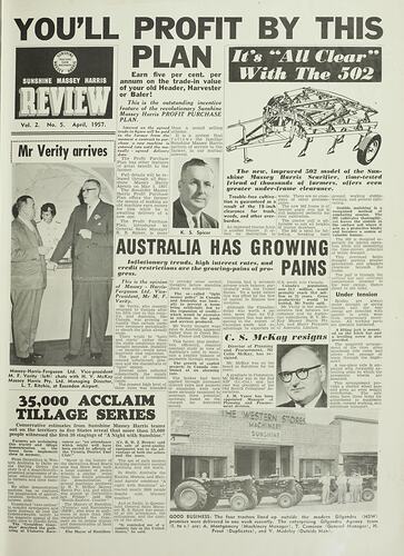 Magazine - Sunshine Massey Harris Review, Vol 2, No 5, Apr 1957