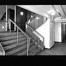 Photograph - Orient Line, RMS Orcades, Tourist B-Class Entrance Lobby & Stairway, G Deck Aft, 1948