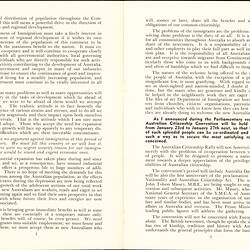 Pamphlet - 'Twenty Million Australians In Our Time!', Arthur Calwell, Australian Federal Minister for Immigration, 8 Sep 1949