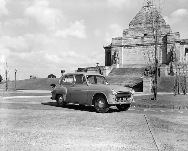 Nash Motors, Ajax Motor Car, Shrine of Remembrance, Melbourne, Victoria, Jul 1958