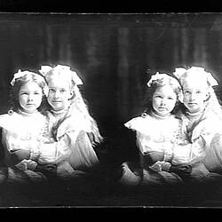 Glass Negative - Double Exposure Portraits of Jean & Edythe Ellison Harvie, Dark Background, Melbourne, circa 1909