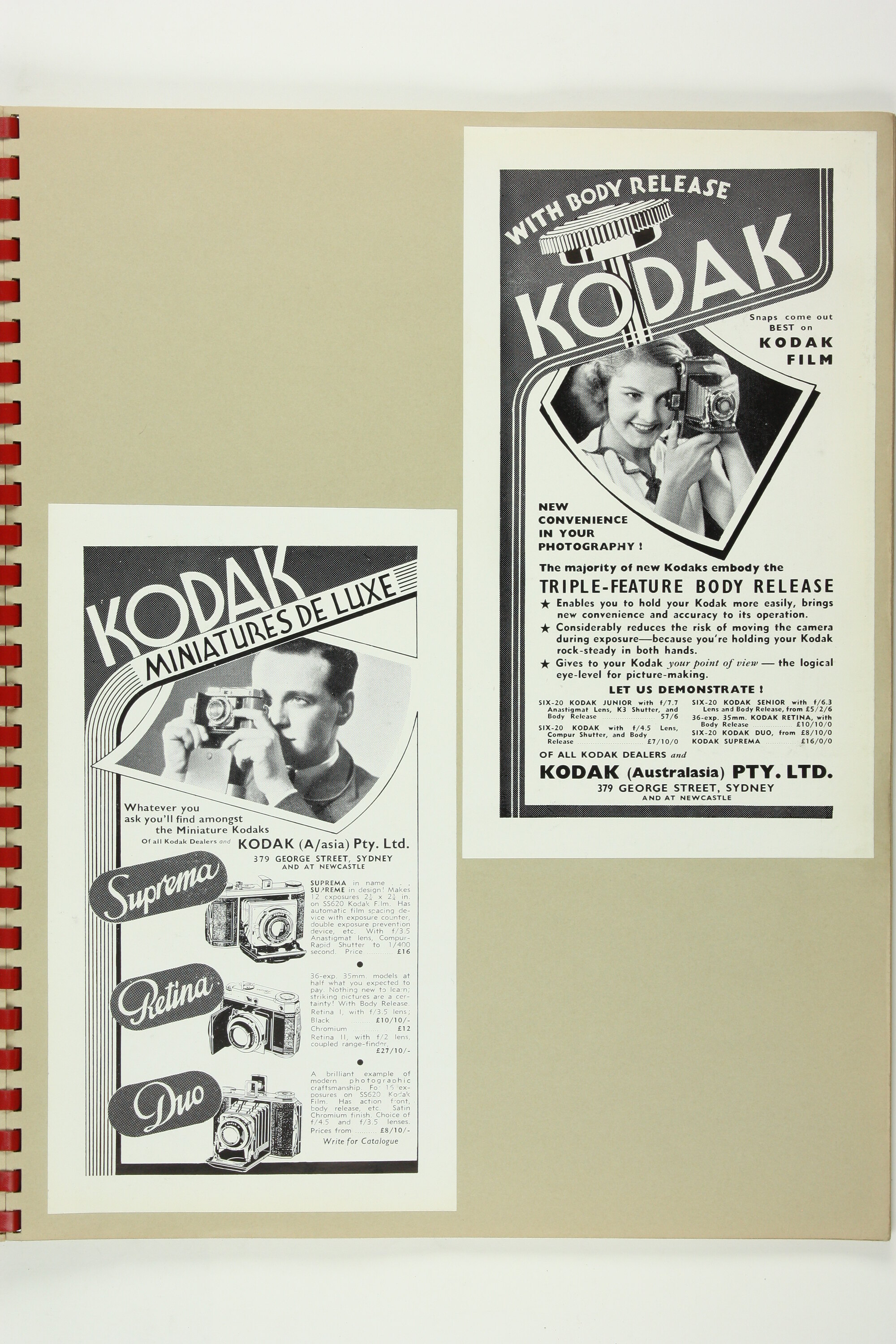 Scrapbook Kodak Australasia Pty Ltd Advertising Materials Pre War Press Magazine Sample Advertisements Abbotsford Victoria Circa 1930s